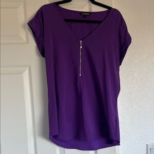 Express Women's Purple Zip-Front Blouse